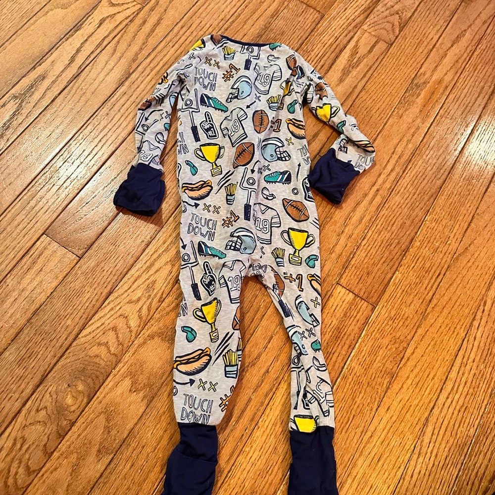 Little Sleepies Game Day Bamboo Viscose Zippy - Sz 6-12 months - Picture 3 of 4